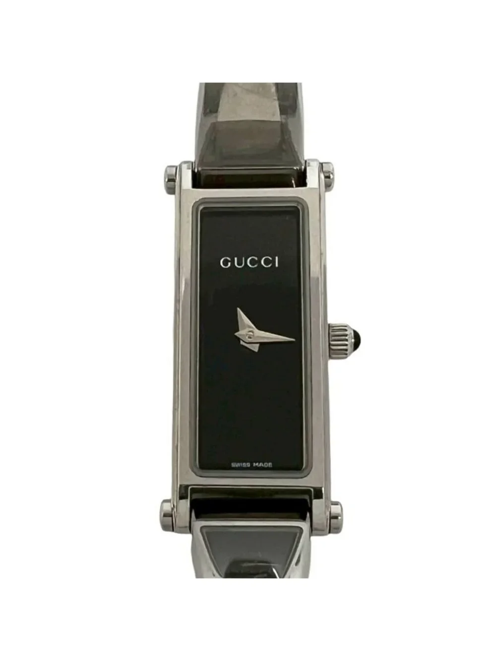 Gucci Bangle Watch Stainless Steel Quartz Wrist Silver Black